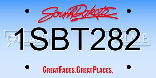 1SBT282 South Dakota License Plate