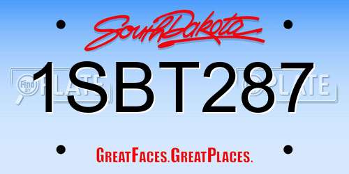 1SBT287 South Dakota License Plate