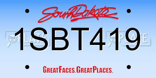 1SBT419 South Dakota License Plate