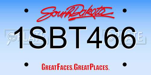 1SBT466 South Dakota License Plate