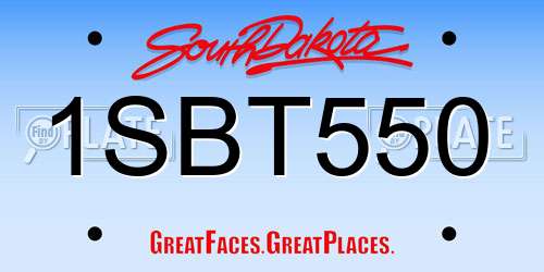 1SBT550 South Dakota License Plate