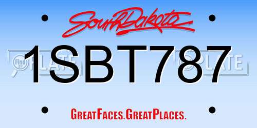 1SBT787 South Dakota License Plate