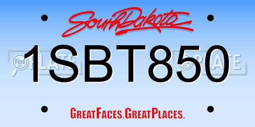 1SBT850 South Dakota License Plate