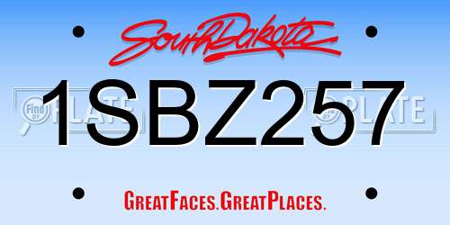 1SBZ257 South Dakota License Plate