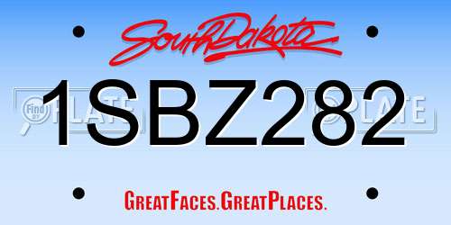 1SBZ282 South Dakota License Plate