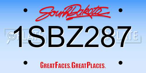 1SBZ287 South Dakota License Plate