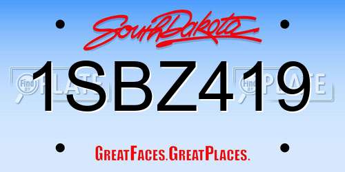1SBZ419 South Dakota License Plate