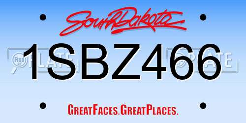 1SBZ466 South Dakota License Plate