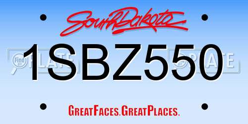 1SBZ550 South Dakota License Plate