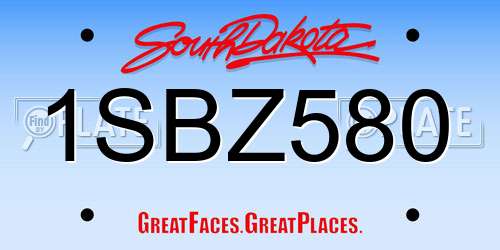 1SBZ580 South Dakota License Plate
