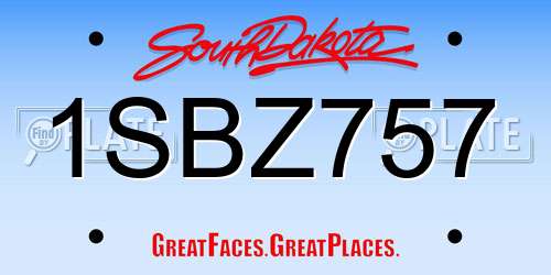 1SBZ757 South Dakota License Plate