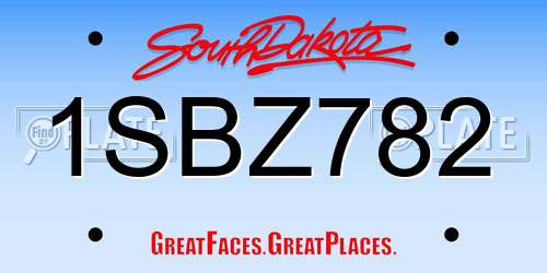 1SBZ782 South Dakota License Plate