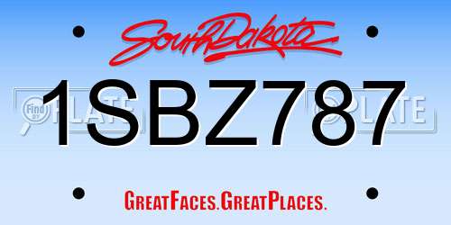 1SBZ787 South Dakota License Plate