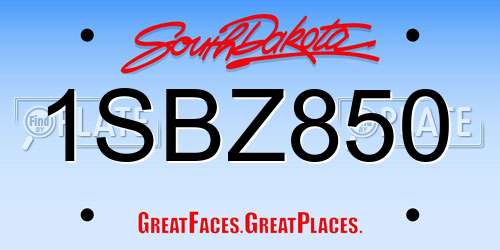 1SBZ850 South Dakota License Plate