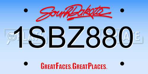 1SBZ880 South Dakota License Plate