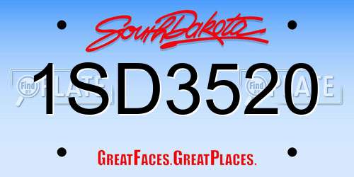 1SD3520 South Dakota License Plate