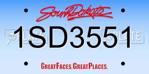 1SD3551 South Dakota License Plate