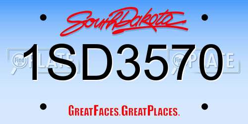 1SD3570 South Dakota License Plate