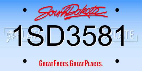 1SD3581 South Dakota License Plate