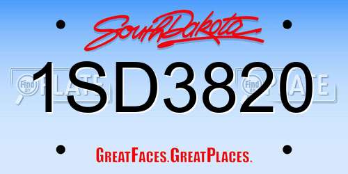 1SD3820 South Dakota License Plate