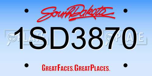1SD3870 South Dakota License Plate