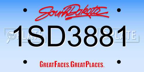 1SD3881 South Dakota License Plate