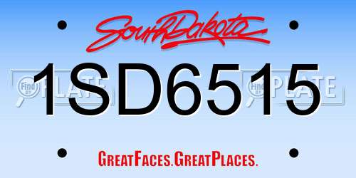1SD6515 South Dakota License Plate