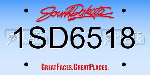 1SD6518 South Dakota License Plate