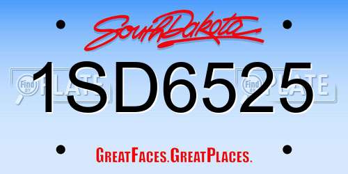 1SD6525 South Dakota License Plate