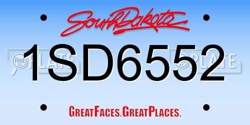 1SD6552 South Dakota License Plate