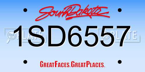 1SD6557 South Dakota License Plate