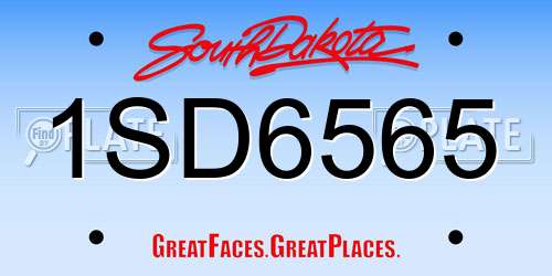 1SD6565 South Dakota License Plate