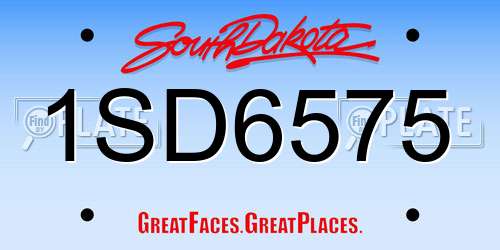 1SD6575 South Dakota License Plate
