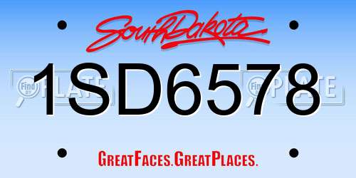 1SD6578 South Dakota License Plate
