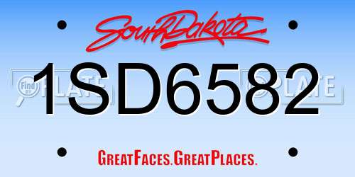 1SD6582 South Dakota License Plate