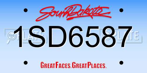 1SD6587 South Dakota License Plate