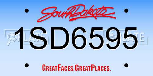 1SD6595 South Dakota License Plate