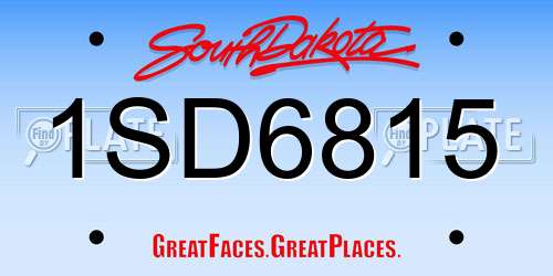 1SD6815 South Dakota License Plate