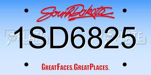 1SD6825 South Dakota License Plate