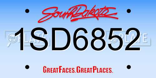 1SD6852 South Dakota License Plate