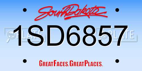 1SD6857 South Dakota License Plate