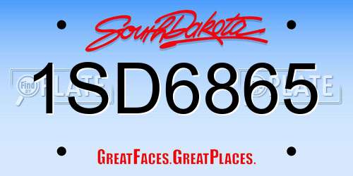 1SD6865 South Dakota License Plate