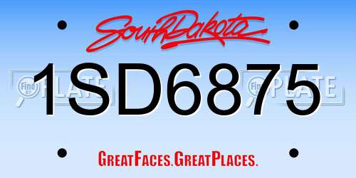 1SD6875 South Dakota License Plate