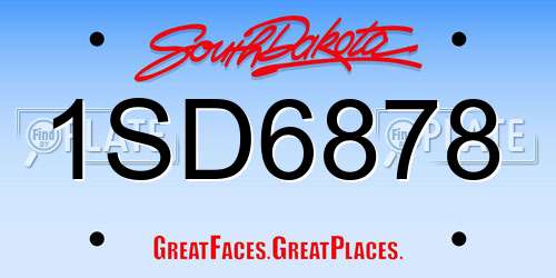 1SD6878 South Dakota License Plate
