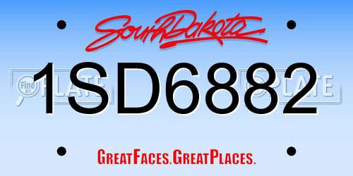 1SD6882 South Dakota License Plate