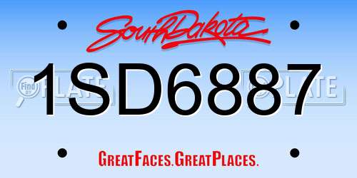 1SD6887 South Dakota License Plate