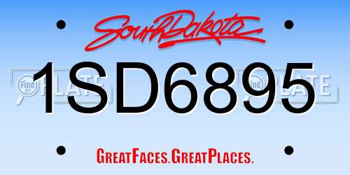 1SD6895 South Dakota License Plate