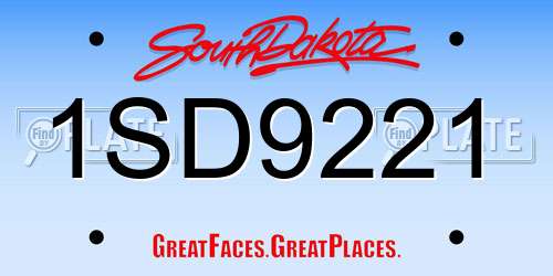 1SD9221 South Dakota License Plate