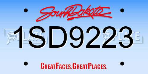 1SD9223 South Dakota License Plate