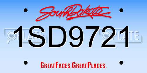 1SD9721 South Dakota License Plate